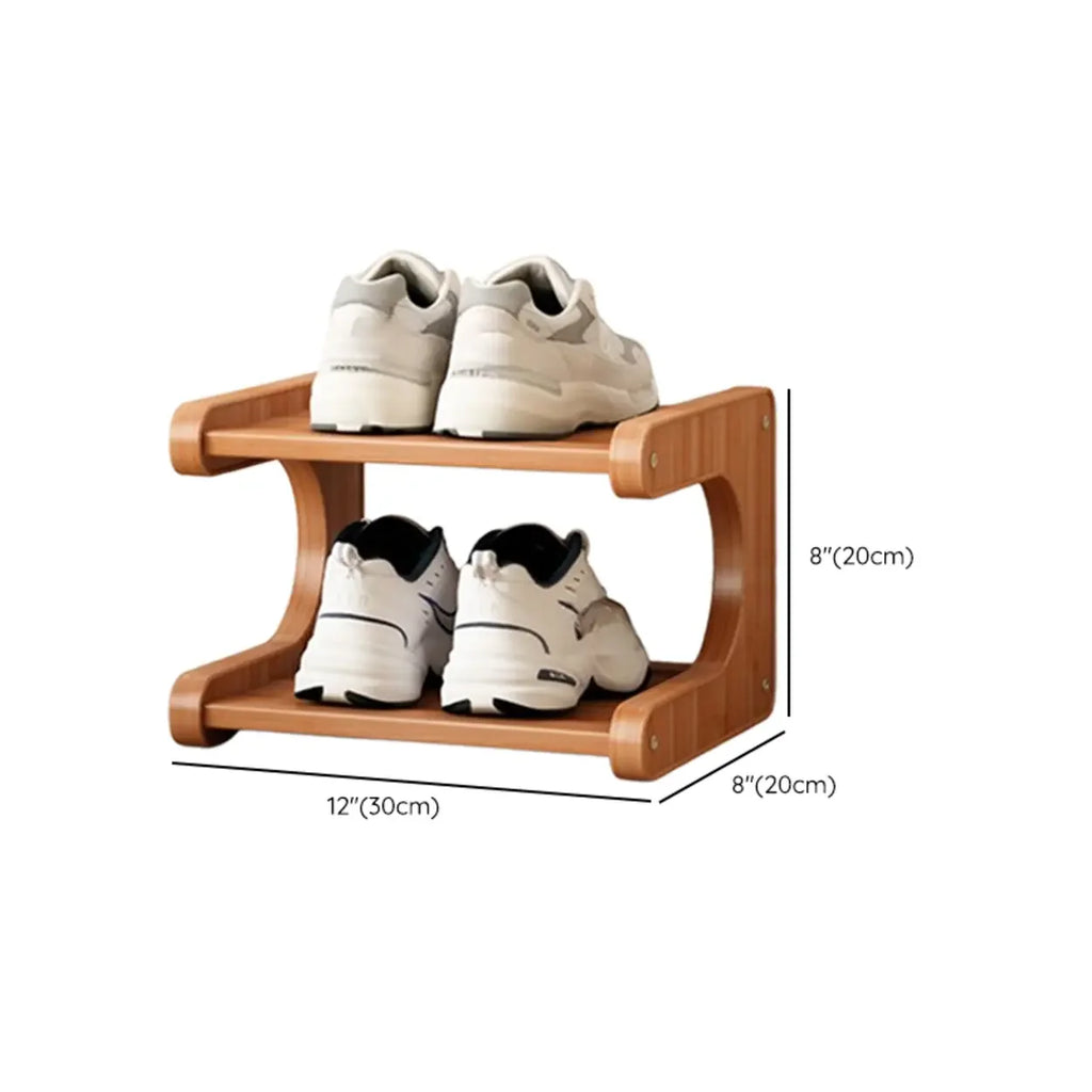 Wooden Shoe Rack with Curved Side Panels Open Freestanding Shoe Shelf Modern Bamboo Shoe Storage Organiser for Hallway | Entryway and Wardrobe