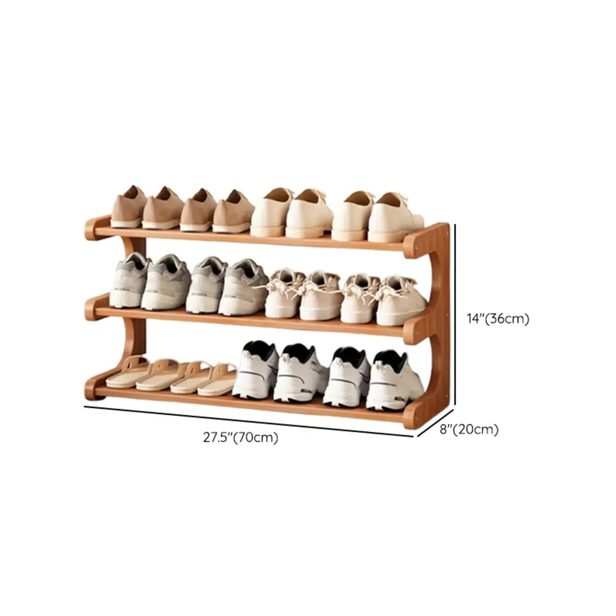 Wooden Shoe Rack with Curved Side Panels Open Freestanding Shoe Shelf Modern Bamboo Shoe Storage Organiser for Hallway | Entryway and Wardrobe