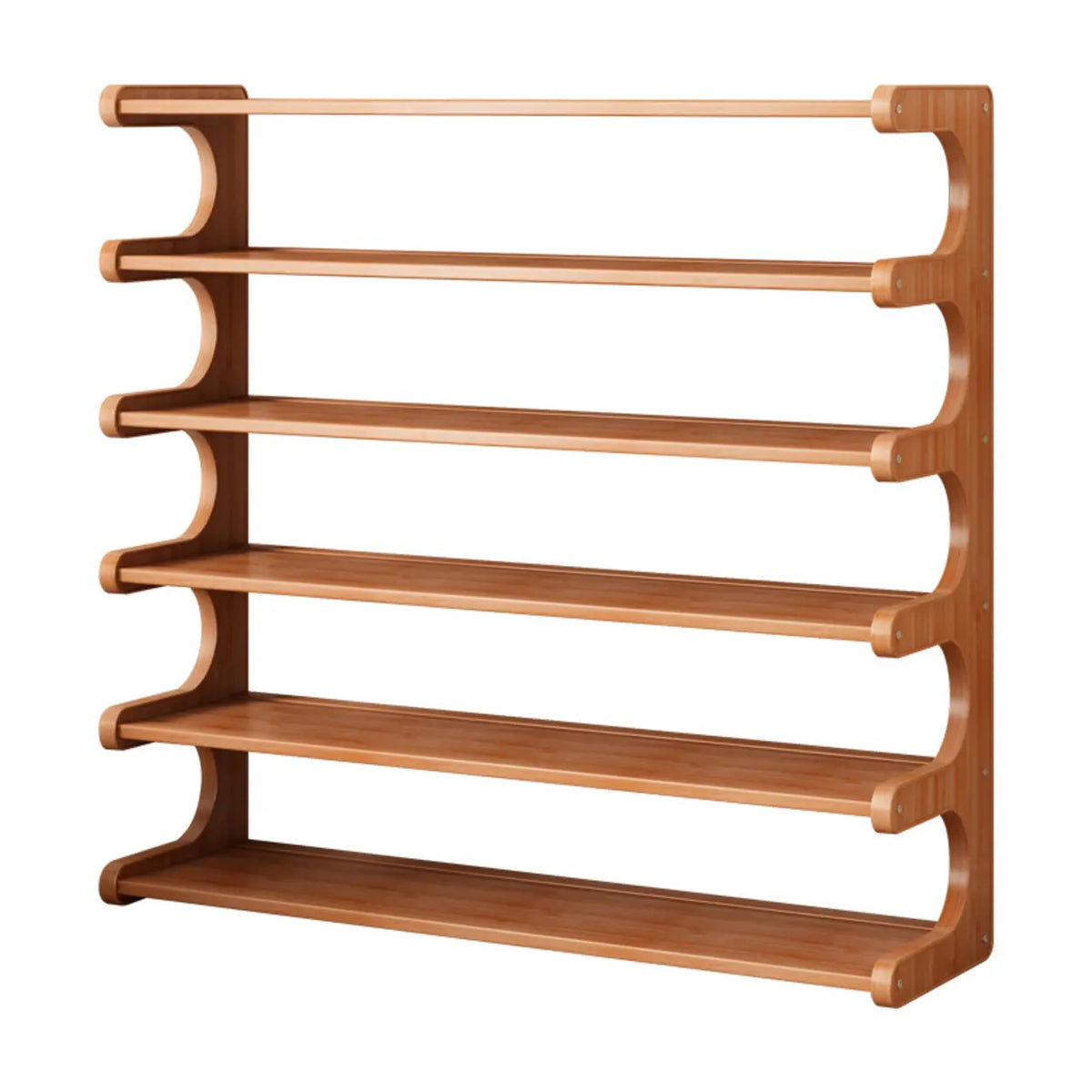Wooden Shoe Rack with Curved Side Panels Open Freestanding Shoe Shelf Modern Bamboo Shoe Storage Organiser for Hallway | Entryway and Wardrobe