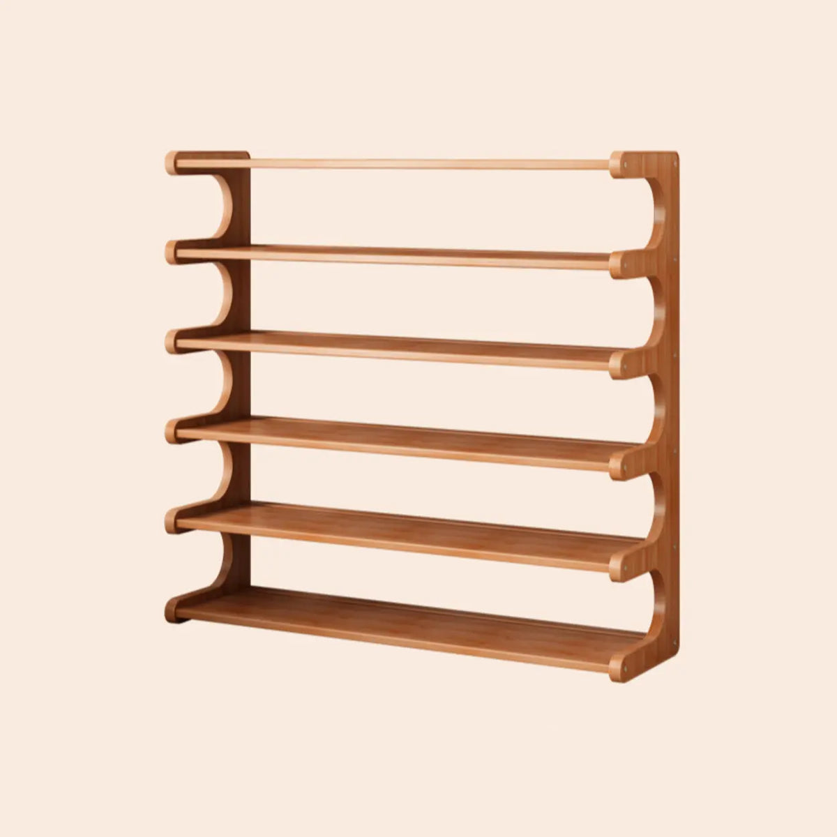 Wooden Shoe Rack with Curved Side Panels Open Freestanding Shoe Shelf Modern Bamboo Shoe Storage Organiser for Hallway | Entryway and Wardrobe