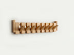 Wooden Piano Coat Rack Wall Mounted with Fold-Out Hooks Solid Wood Coat Hanger Space-Saving Entryway Organiser for Hallway and Bedroom