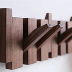 Wooden Piano Coat Rack Wall Mounted with Fold-Out Hooks Solid Wood Coat Hanger Space-Saving Entryway Organiser for Hallway and Bedroom
