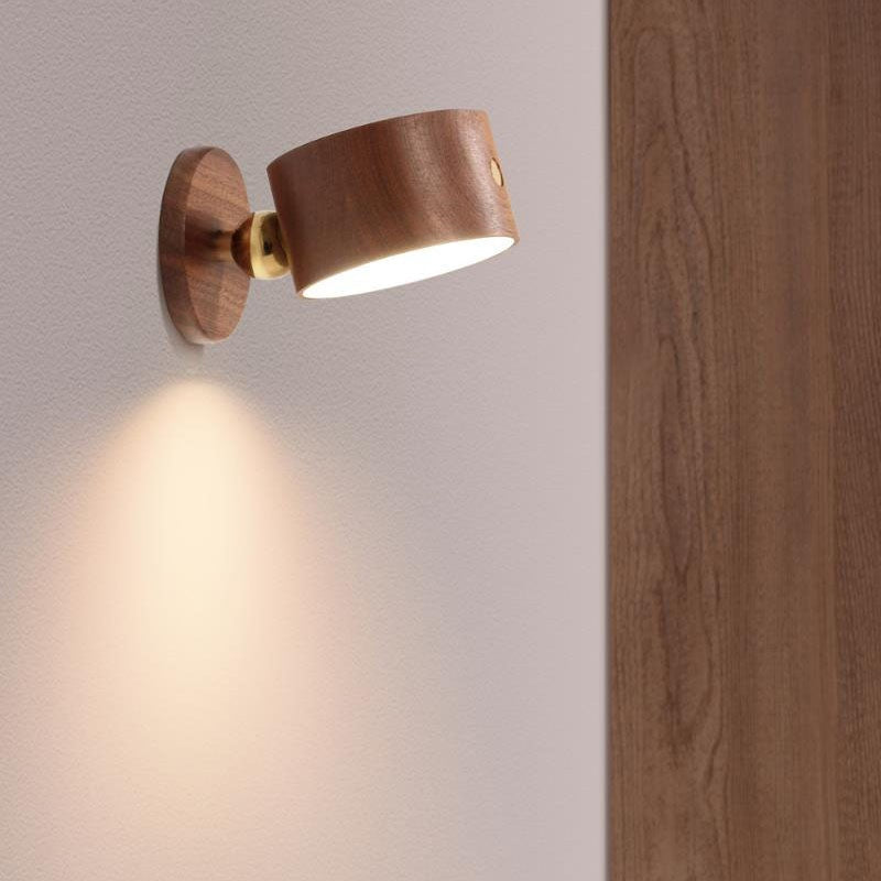Wooden USB Rechargeable Magnetic Wall Light with Touch Control for Bedside